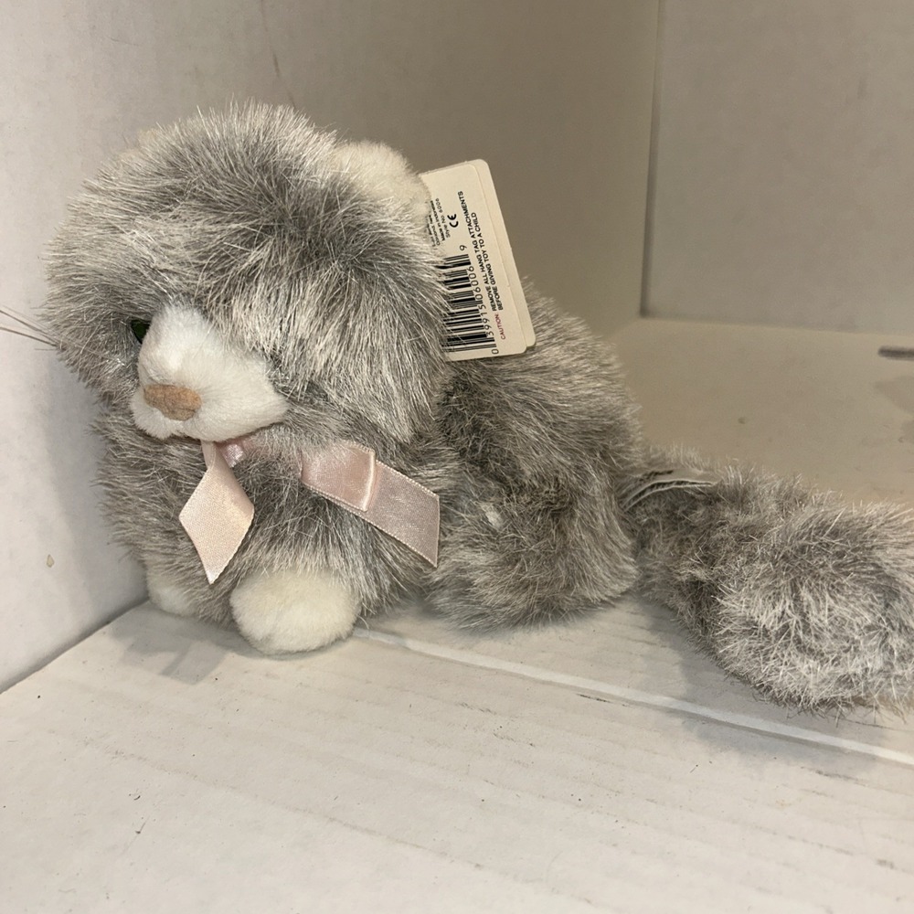 VINTAGE RUSS CARESS SOFT PET SAMANTHA CAT 8" GRAY STUFFED PLUSH KITTEN NWT P2